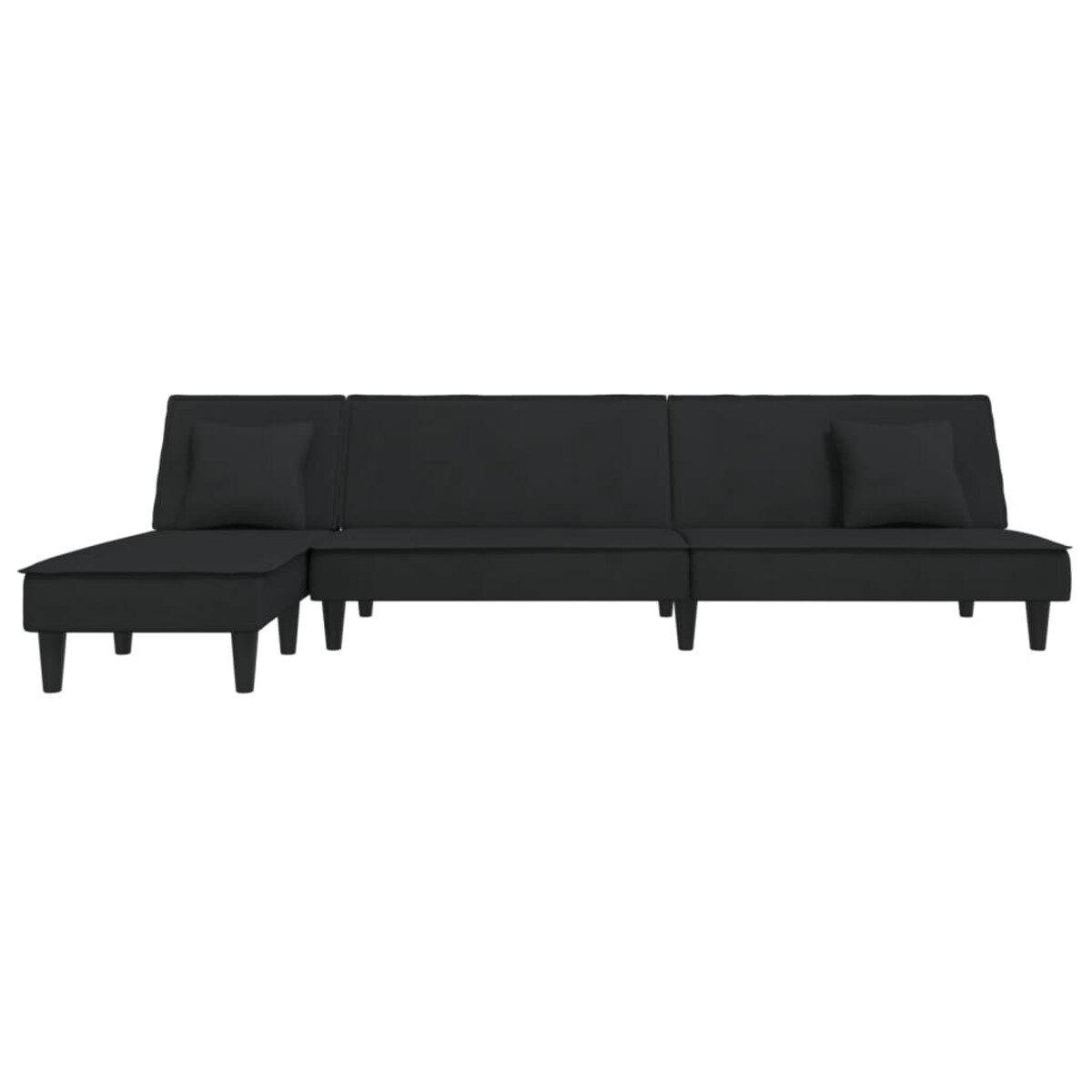 vidaXL Sofa rozkładana w kształcie L, czarna, 255x140x70 cm, aksamit