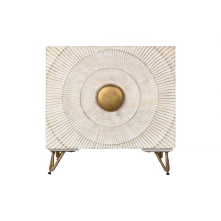 Szafka nocna z drewna mango biało-złota Mandala