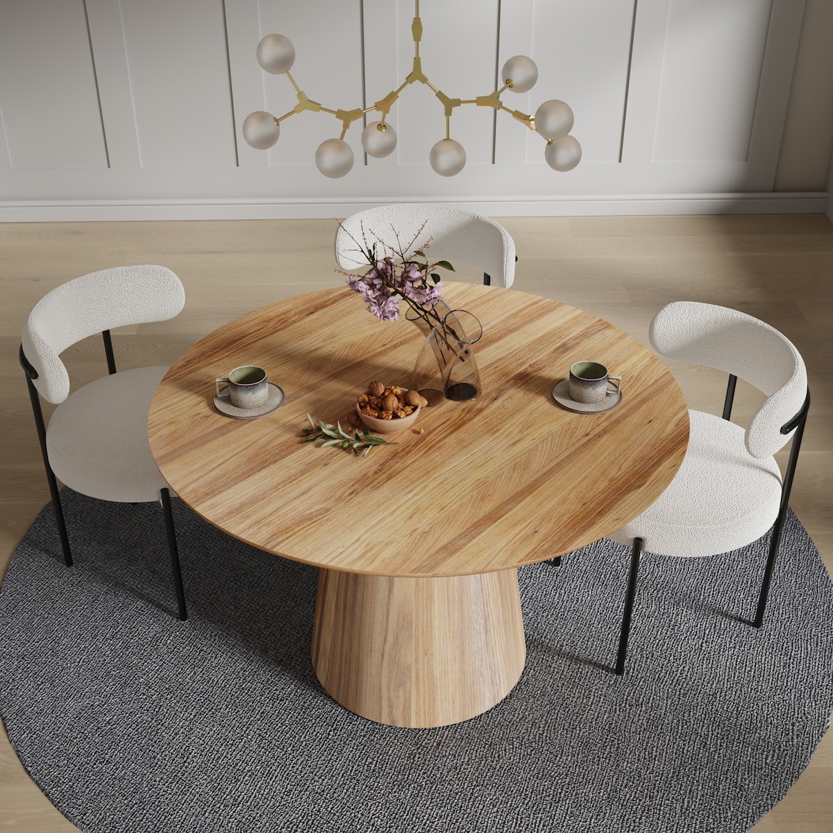 Stół do jadalni okrągły drewniany naturalny 120 cm Sinn