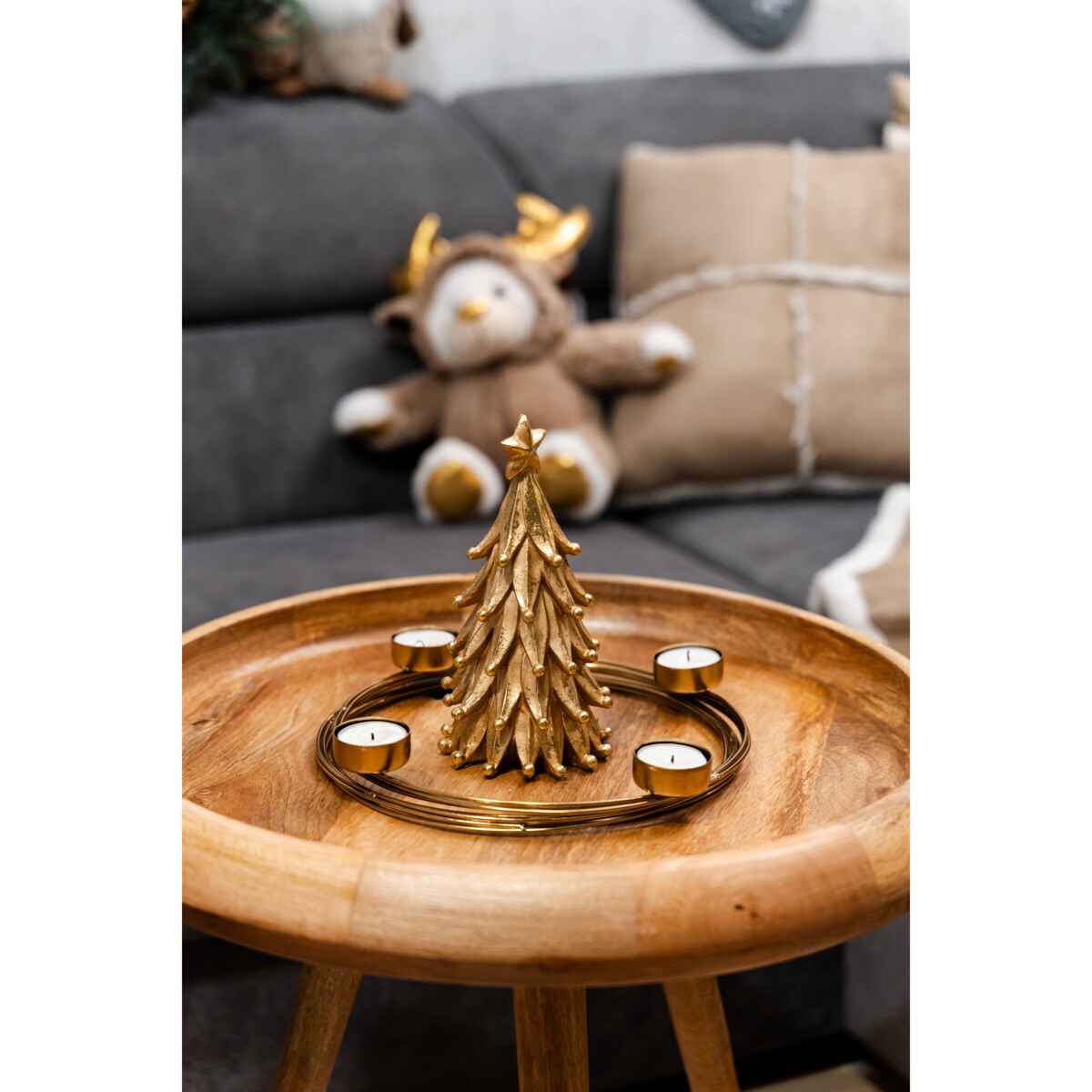 Złoty świecznik na 4 tealight, Ø 28,5 cm