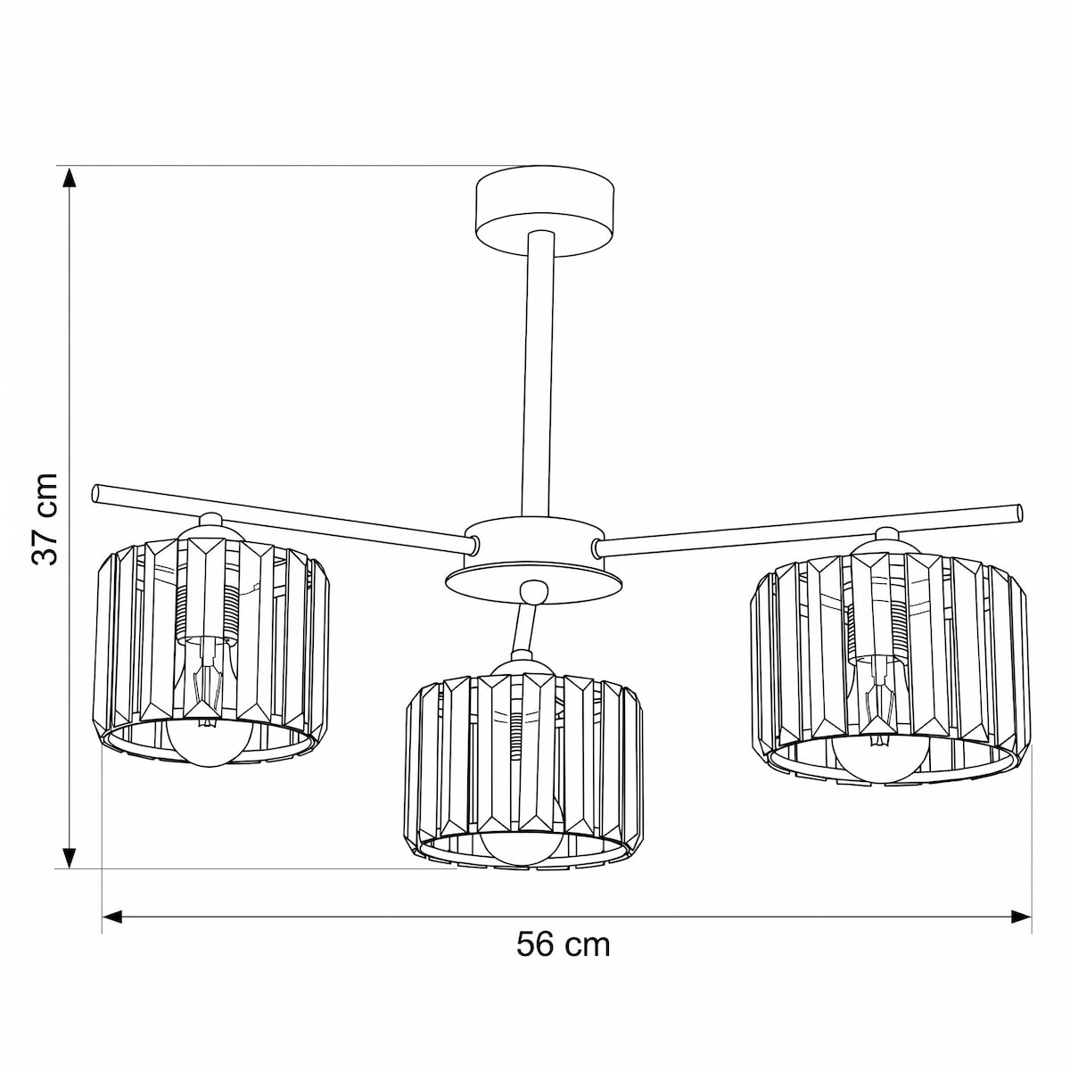 lampa sufitowa wisząca 3 punktowa edylit glamour do salonu