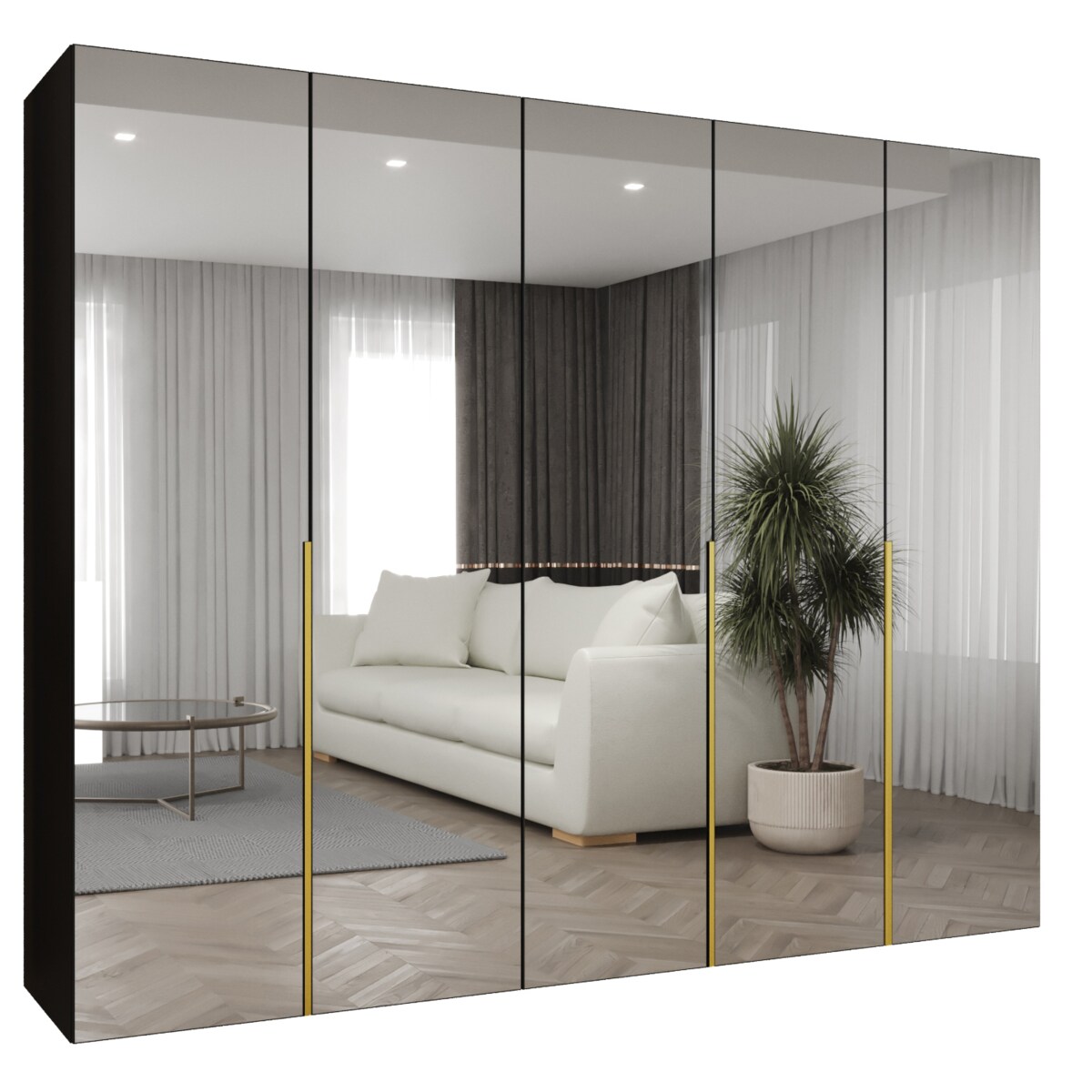 Szafa uchylna otwierana ALICANTE 3 250 wys. 202 cm Czarny + u. Złoty