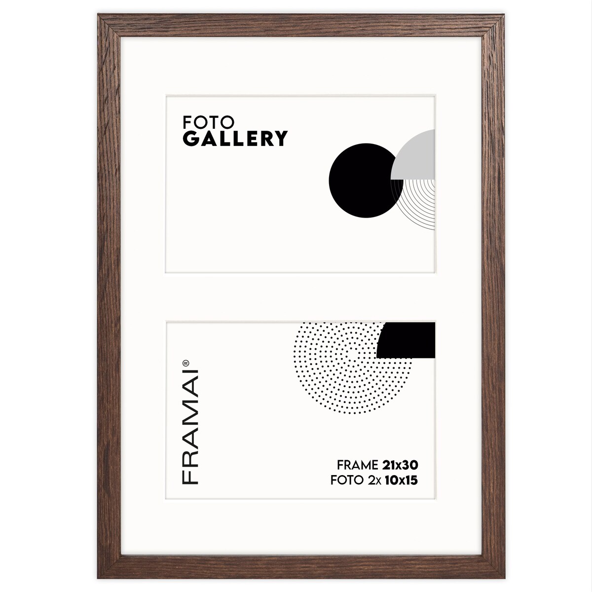 Ramka na 2 zdjęcia 10x15 cm foto galeria zdjęć multirama brązowa 21x30 cm FRAMAI