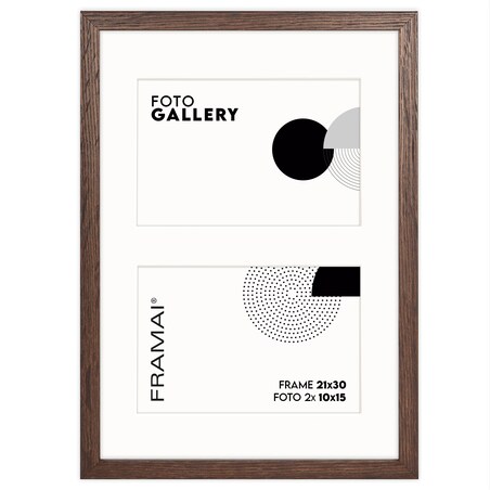 Ramka na 2 zdjęcia 10x15 cm foto galeria zdjęć multirama brązowa 21x30 cm FRAMAI