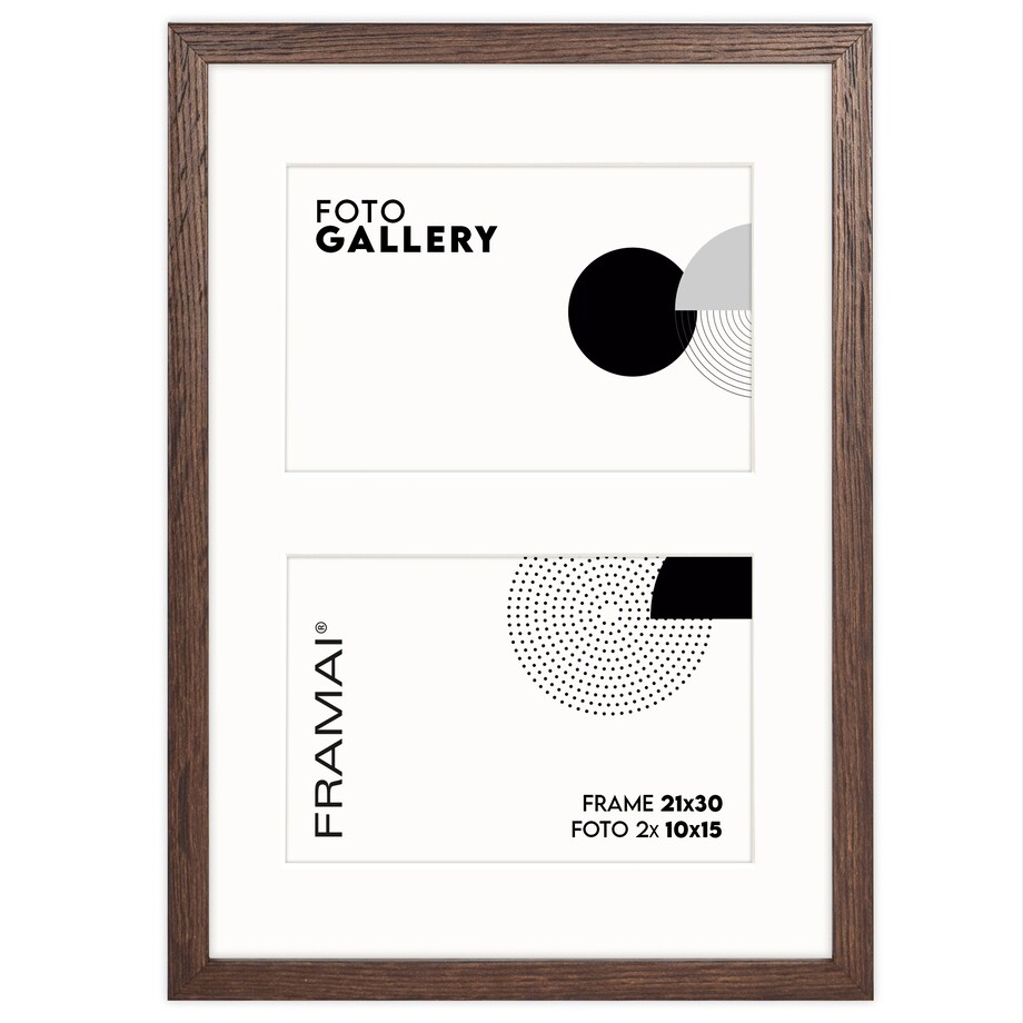Ramka na 2 zdjęcia 10x15 cm foto galeria zdjęć multirama brązowa 21x30 cm FRAMAI