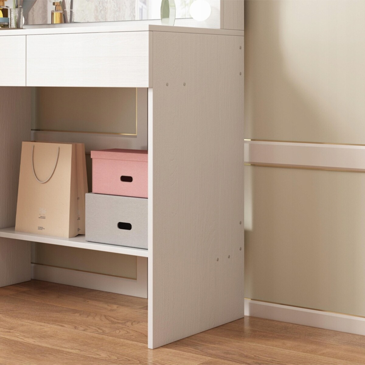 Toaletka kosmetyczna 80 cm z lustrem LED biała nowoczesna loft MDF