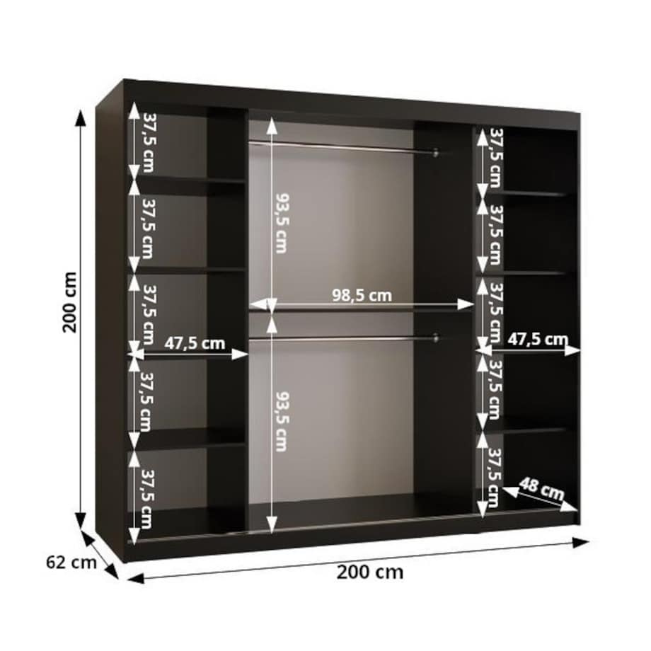 Szafa przesuwna Garderoba DOME 2 200 czarny