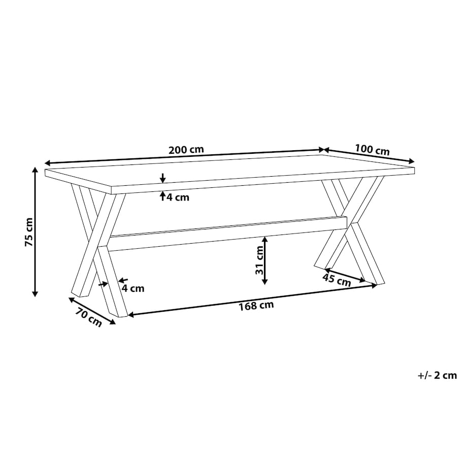 Stół ogrodowy OLBIA 200 cm 100 cm Beton Szary