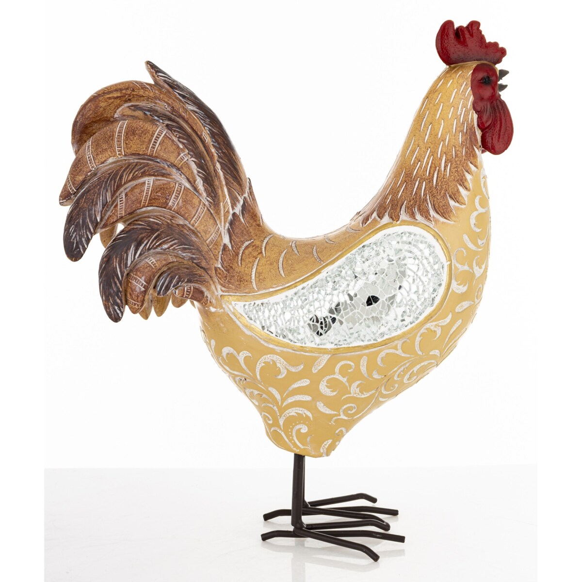Dekoracja - brązowy kogut 26x10x23 cm TOAN