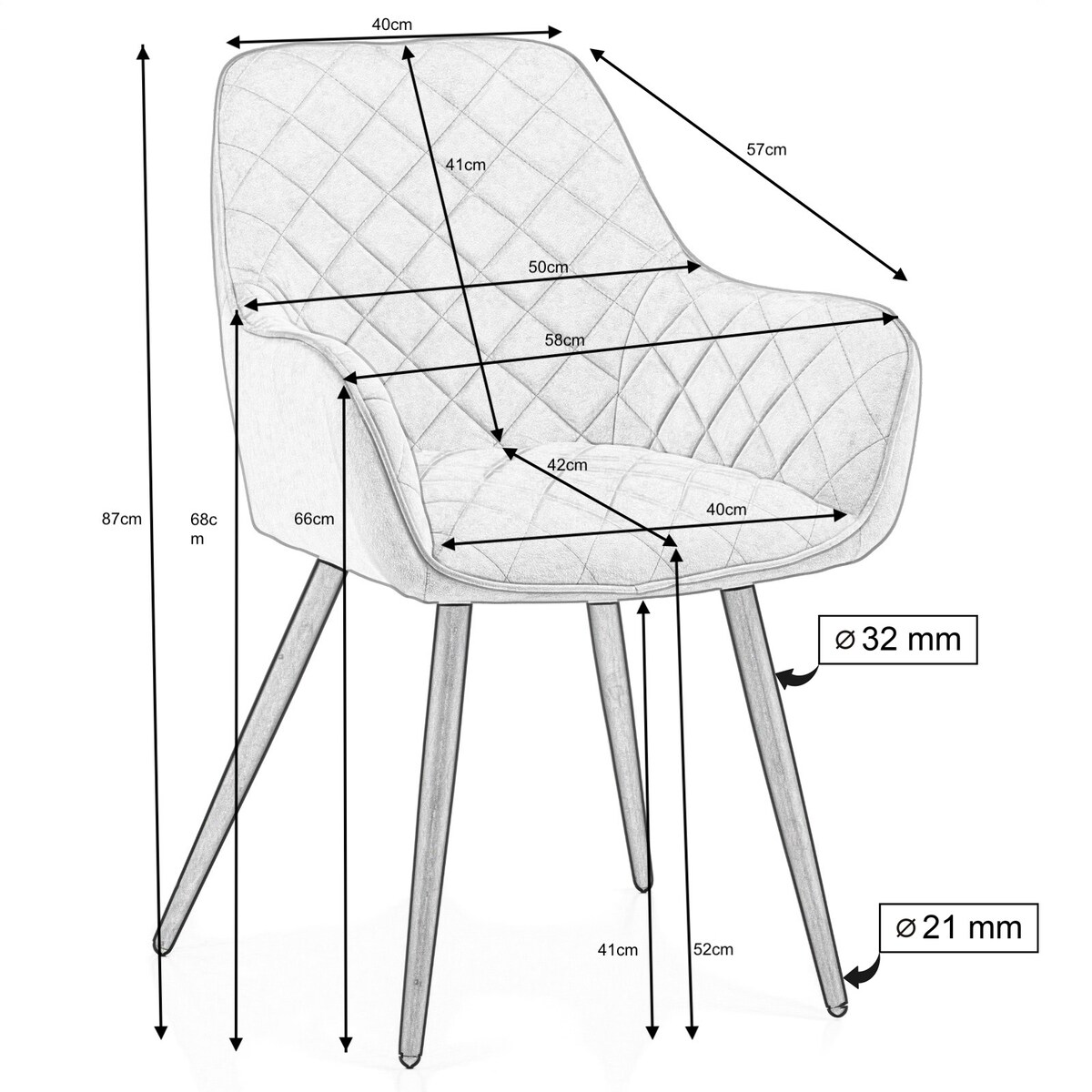 Krzesło tapicerowane COLIN aksamit velvet welur do salonu jadalni ciemnobeżowy