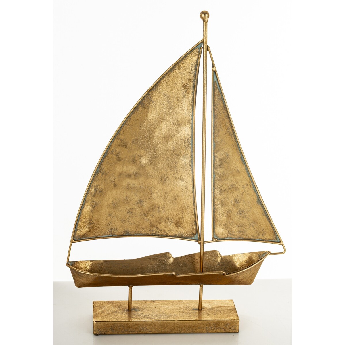 Dekoracja - złota żaglówka 43x31x6 cm KURUN z 2 żaglami