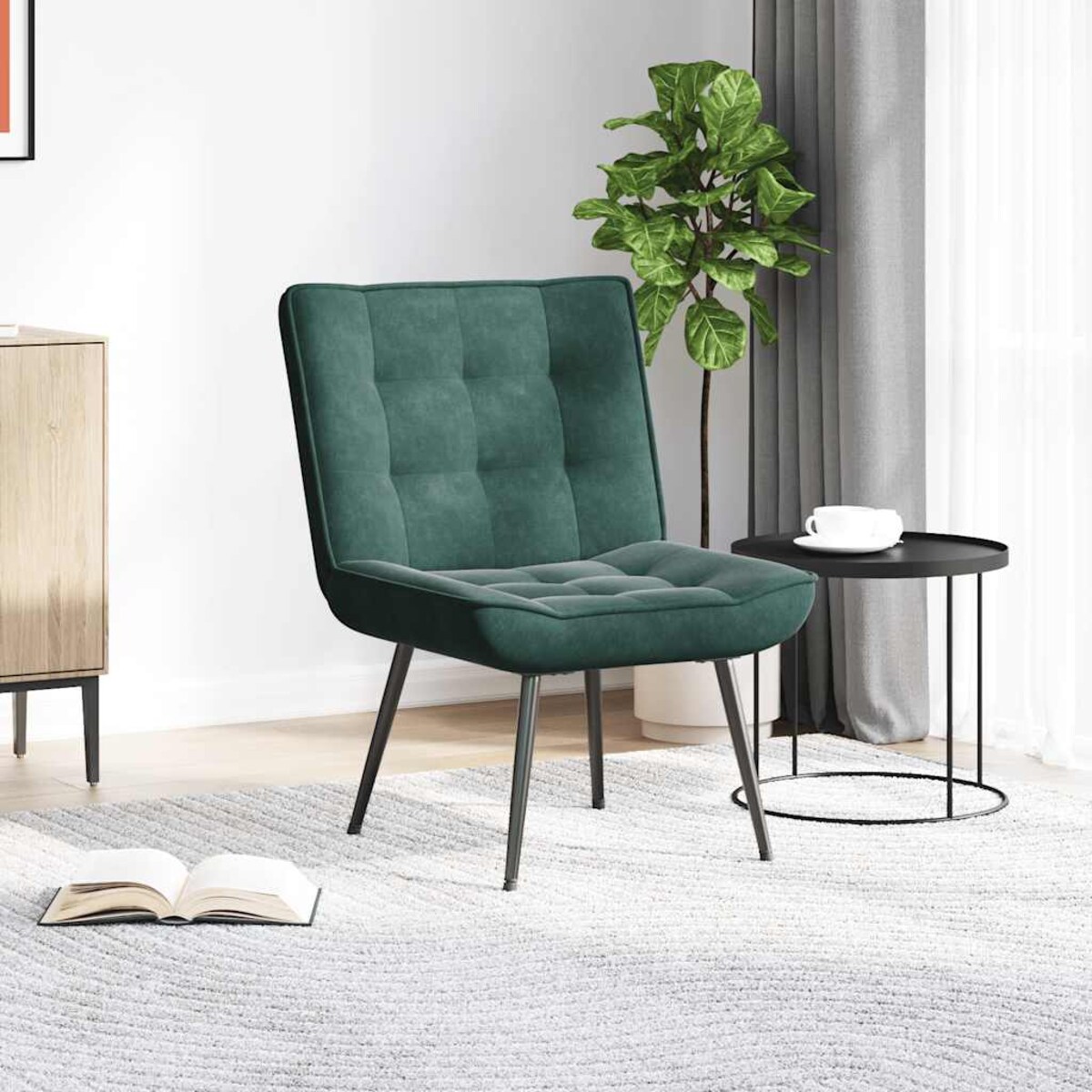 vidaXL Fotel relaksacyjny Ciemnozielony 64x74x84 cm Aksamit