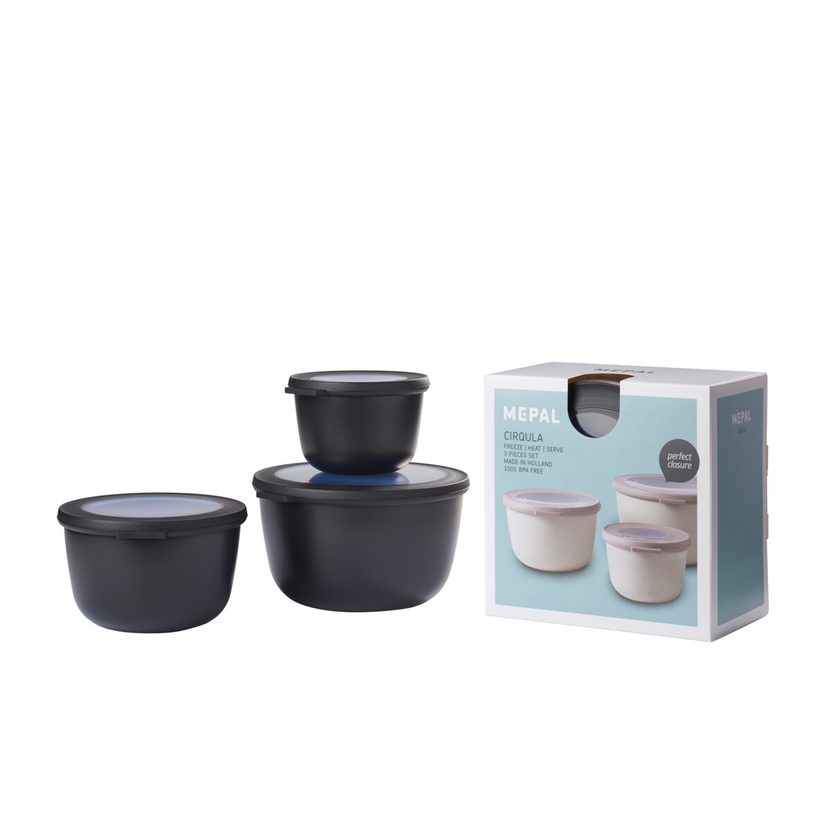 Zestaw 3 misek Cirqula okrągła 500 1000 2000 Nordic Black 106231041100