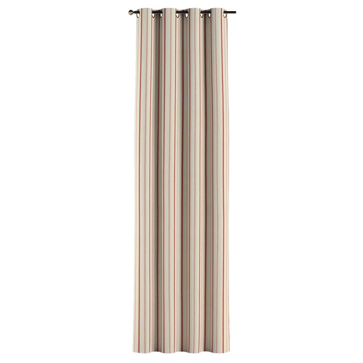 Zasłona na kółkach 1 szt. 130x245 czerwone paski na tle ecru