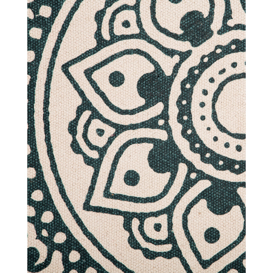 Dywan okrągły bawełniany ø 120 cm orientalny nadruk kremowo-zielony IRICE