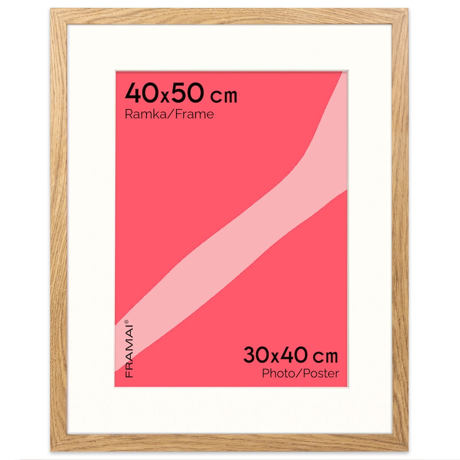Ramka na zdjęcia z passe partout ramka 40x50 cm z okienkiem passe partout na zdjęcie 30x40 cm kolor dębowy FRAMAI