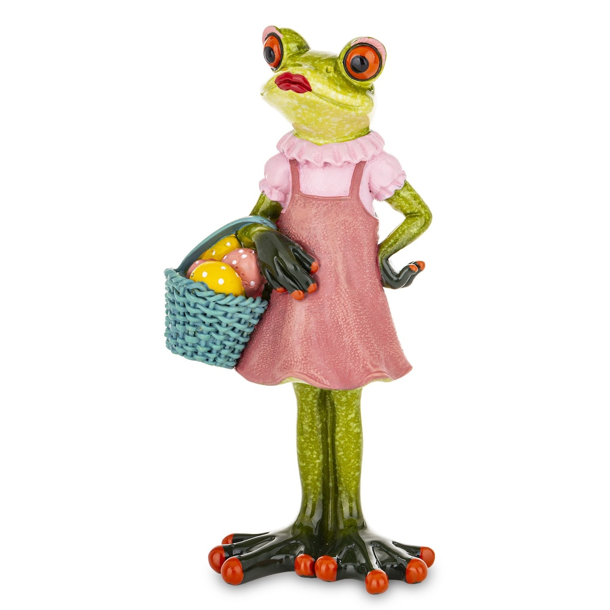 Figurka - żaba 16x8x5,5 cm RANA MATYLDA z koszykiem pisanek