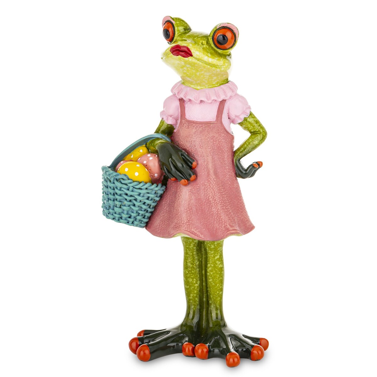 Figurka - żaba 16x8x5,5 cm RANA MATYLDA z koszykiem pisanek