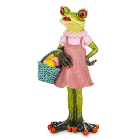 Figurka - żaba 16x8x5,5 cm RANA MATYLDA z koszykiem pisanek