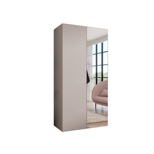 Szafa uchylna z lustrem Sandi 2 100 wys 202 cm Kaszmir + u Czarny