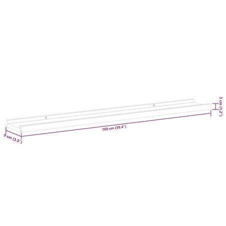 vidaXL Półki ścienne, 2 szt., wysoki połysk, białe, 100x9x3 cm