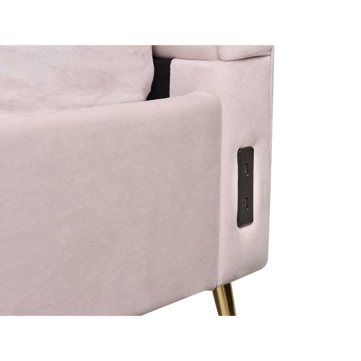 Łóżko welurowe 140 x 200 cm z portem USB różowe MIRIBEL