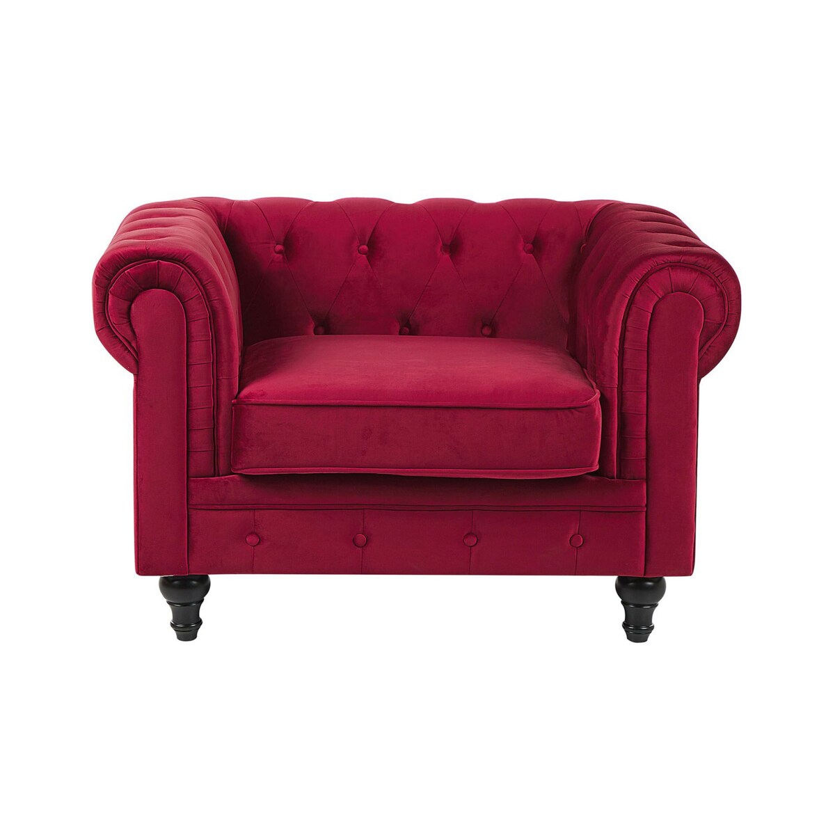 Fotel welurowy czerwony CHESTERFIELD