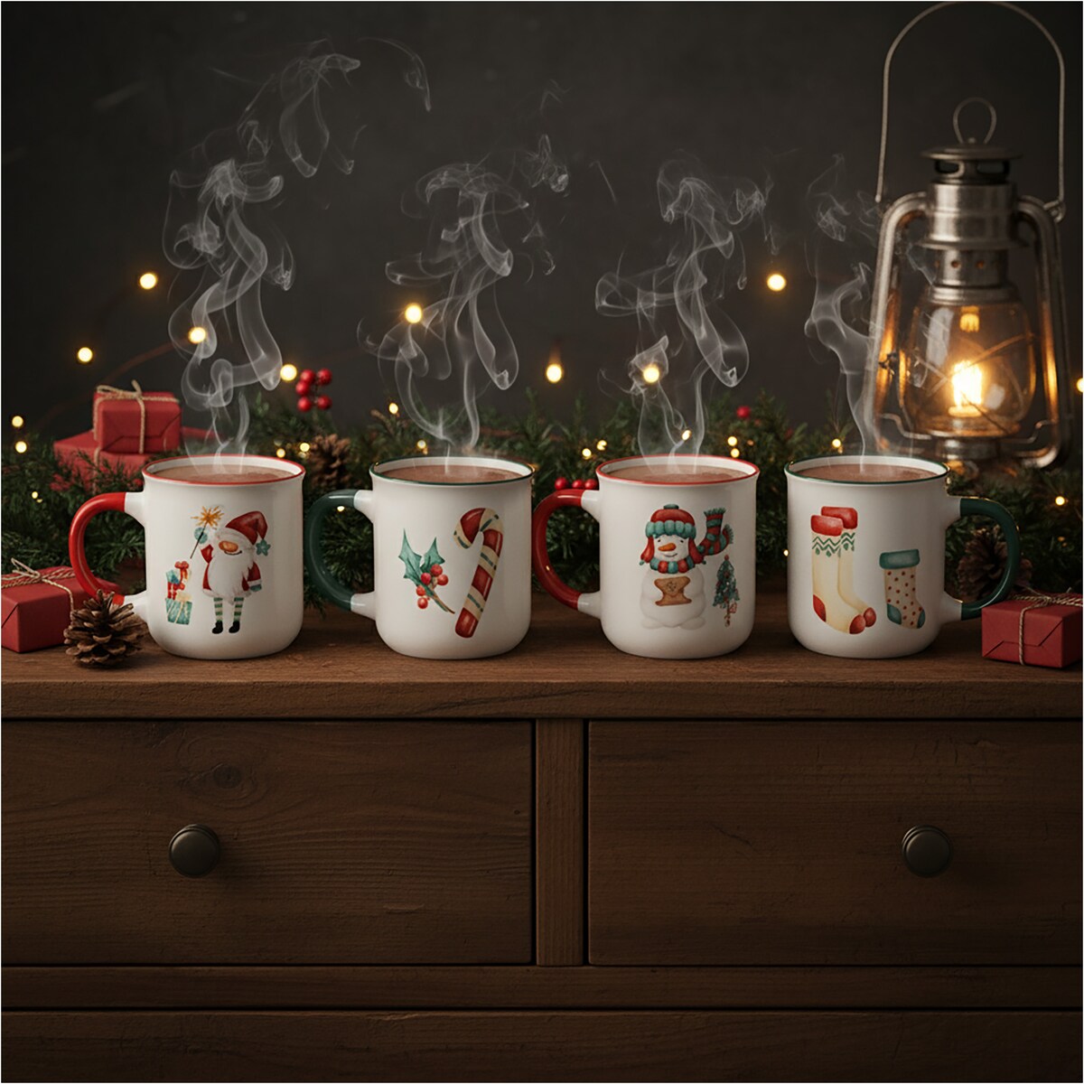 Kubki Świąteczne Zestaw Kubków Świątecznych 4 Szt X 200 Ml