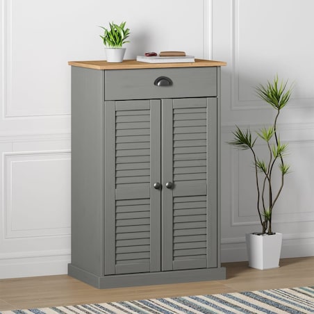 vidaXL Szafka na buty VIGO, szara, 60x35x96 cm, lite drewno sosnowe