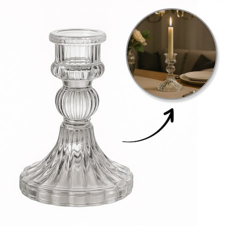 Świecznik dekoracyjny, szklany Glamour 10 cm - SW11