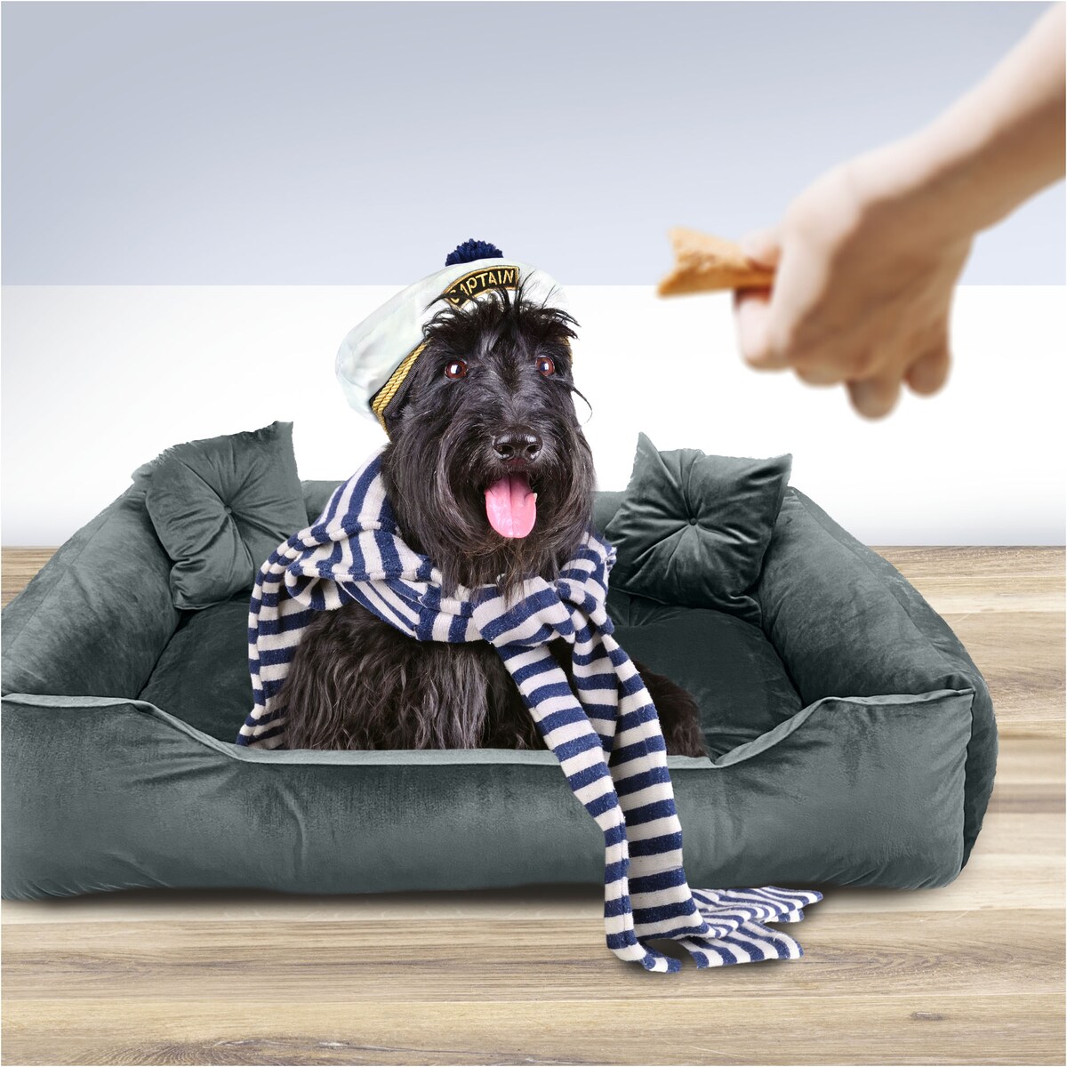 Legowisko Dla Psa Kanapa Posłanie Welurowe 120X90 Cm Pikowane Prestiżowe Szare