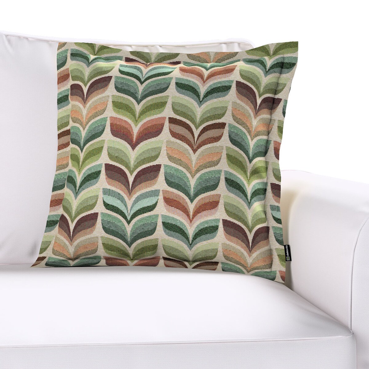 Poszewka Mona na poduszkę 45x45 zielono-beżowy motyw roślinny