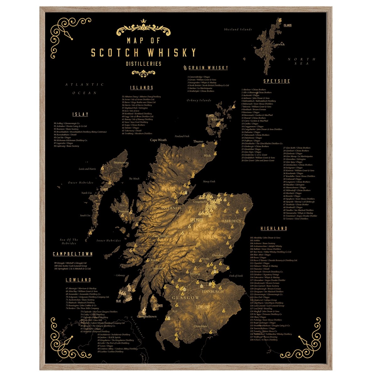 plakat SZKOCKA WHISKY regiony destylarnie 50x70cm