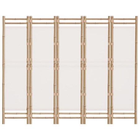 vidaXL Składany parawan 5-panelowy, 200 cm, bambus i płótno