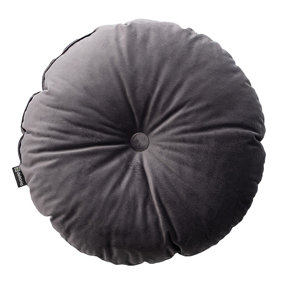 Poduszka okrągła z guzikiem, grafitowy szary, ⌀37 cm, Velvet