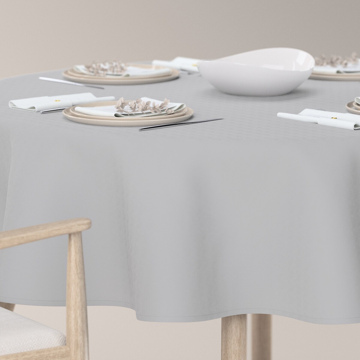 Obrus okrągły 130 x 130 cm srebrny