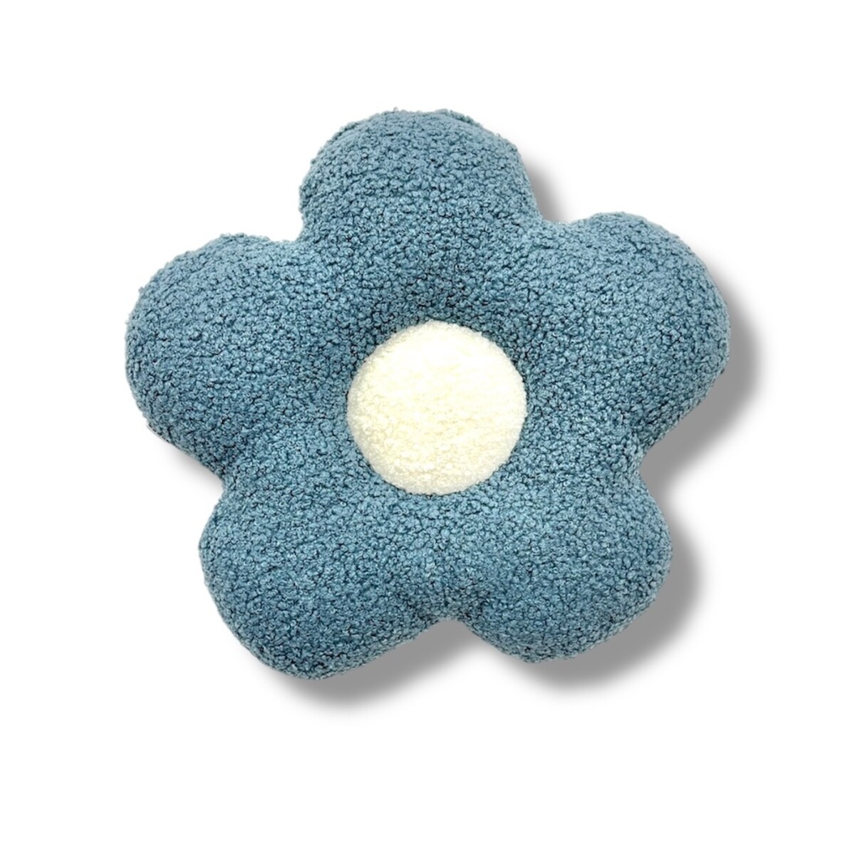 Poduszka boucle duży Kwiatek niebieski / biały