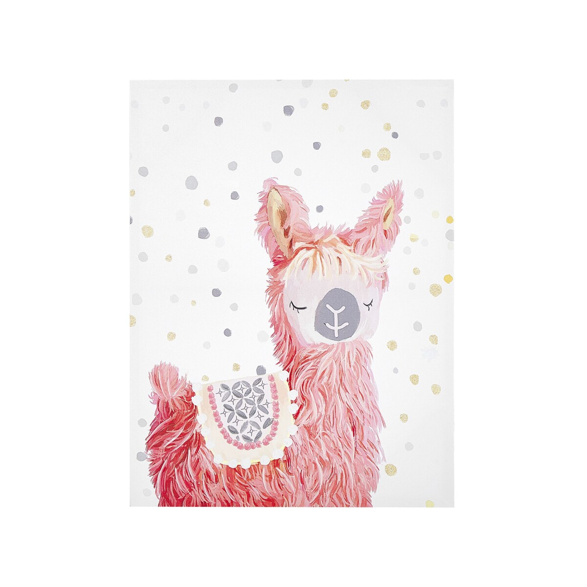 Obraz na płótnie lama 60 x 80 cm różowo-biały AFASSA