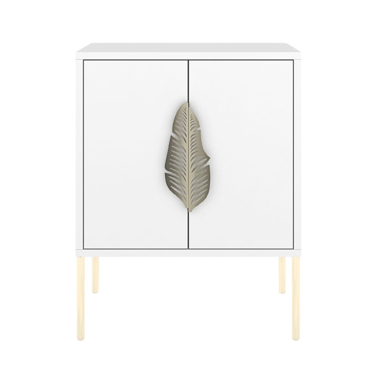 Biała szafka nocna Skandica MERLIN ze złotymi dodatkami