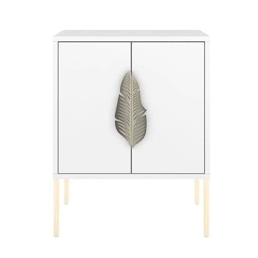 Biała szafka nocna Skandica MERLIN ze złotymi dodatkami
