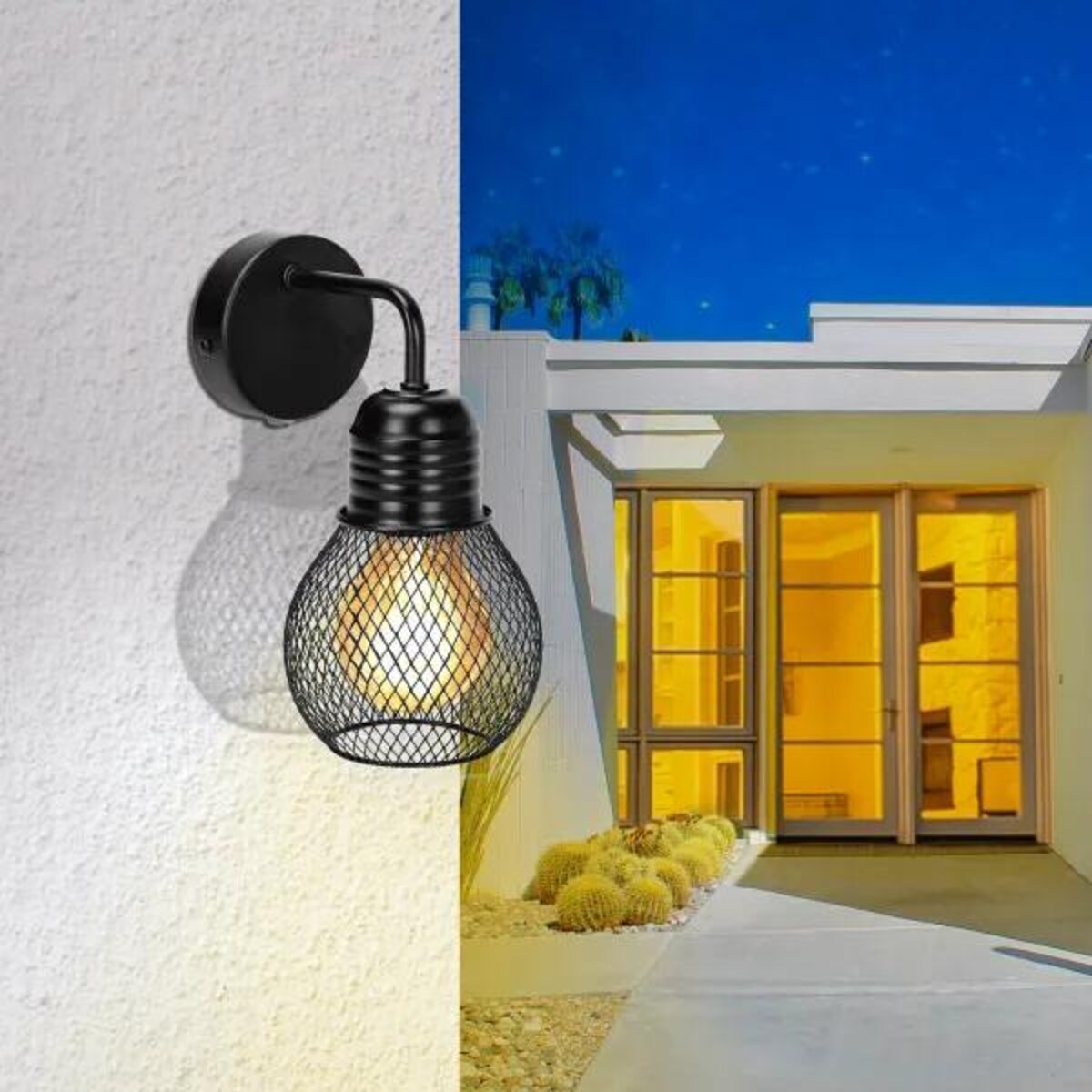 Kinkiet ścienny BULB Cage lampa loftowa retro metalowa czarna