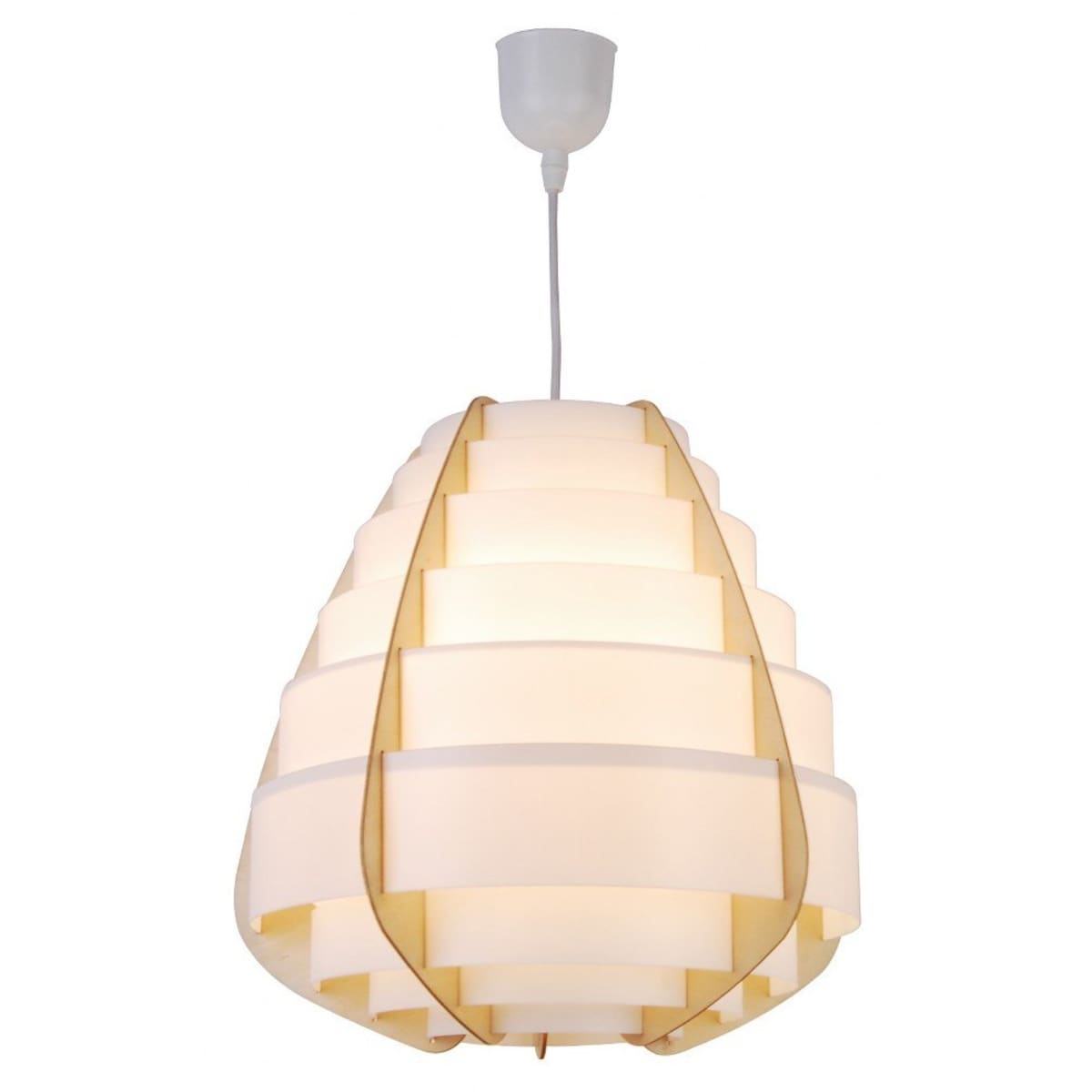 Lampa Wisząca Nagoja 1 Biała Drewniana Ledea