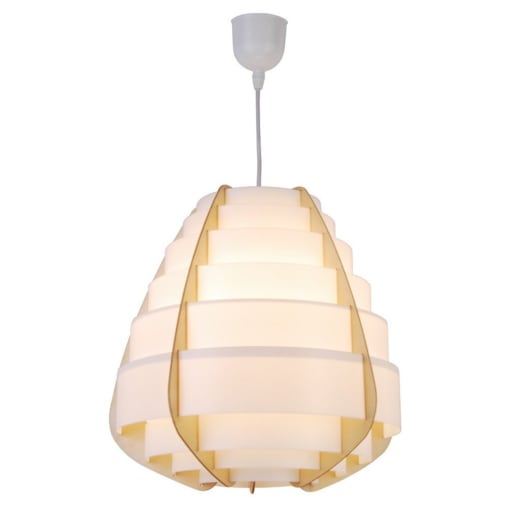 Lampa Wisząca Nagoja 1 Biała Drewniana Ledea