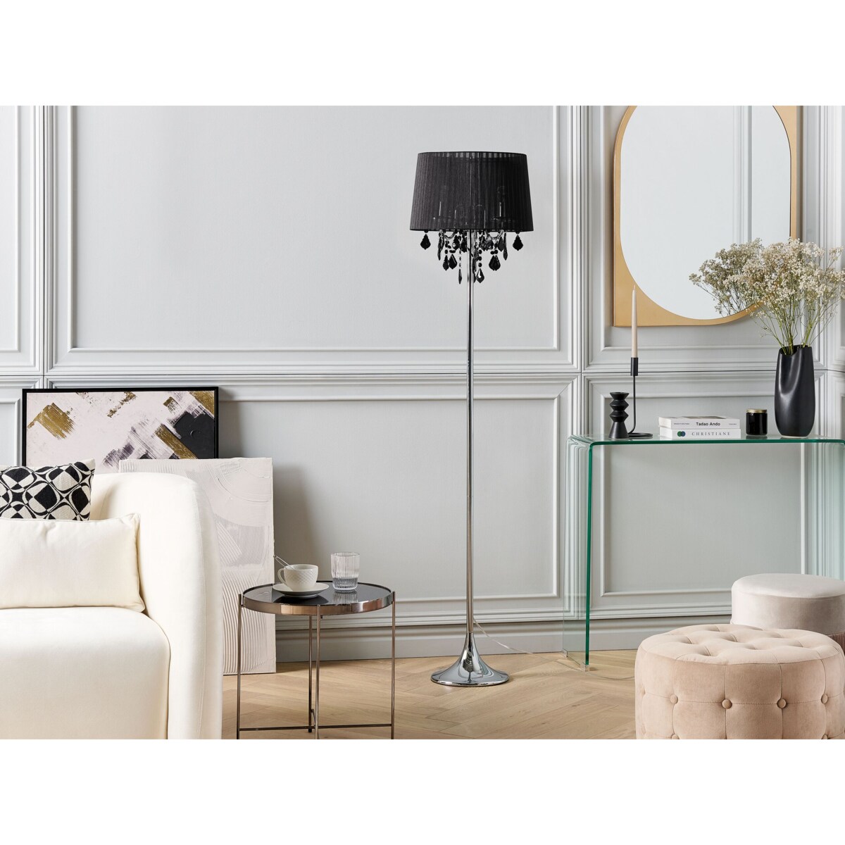 Lampa podłogowa metalowa czarna EVANS