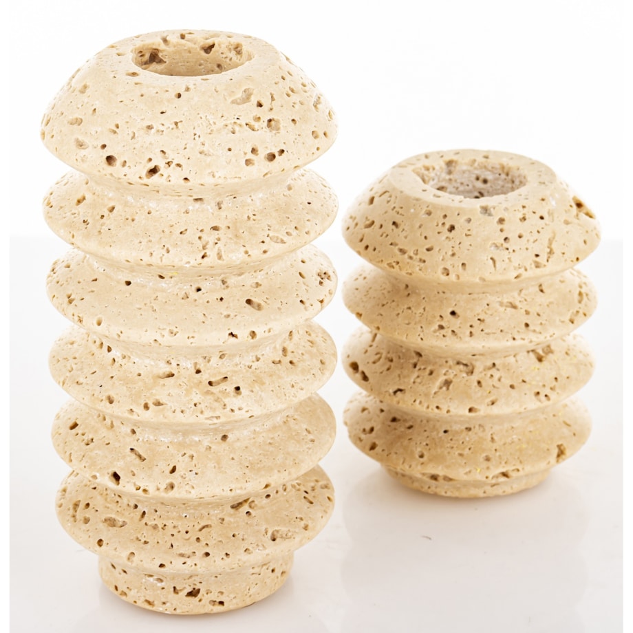 Świecznik komplet 2 szt. 12x6x6 cm TRAWERTYN beżowy