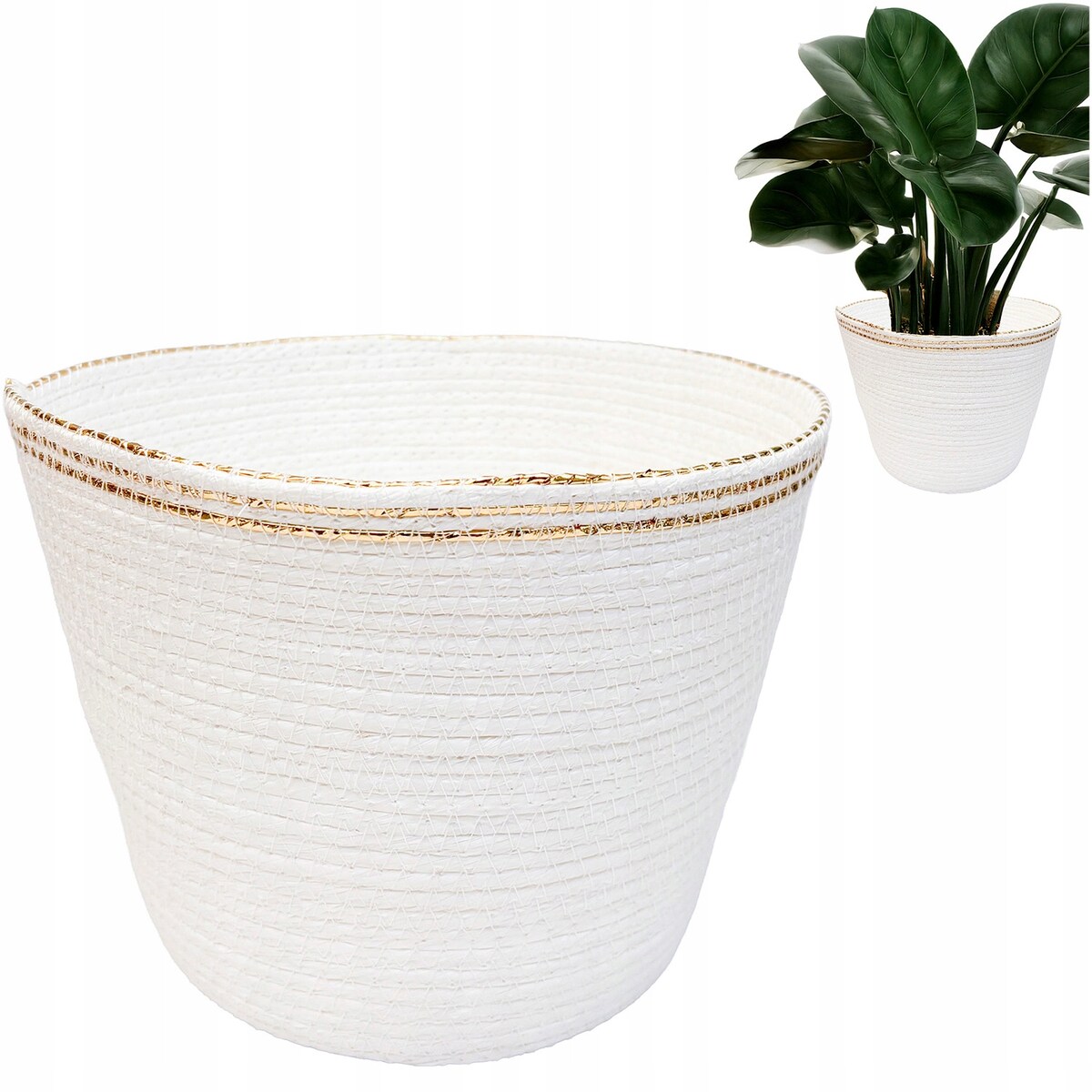 DONICZKA BIAŁA DUŻA 23cm boho na balkon taras osłonka do domu kaktusów