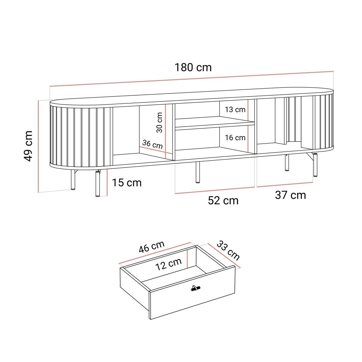 Szafka RTV ELODIE z szufladą kaszmir