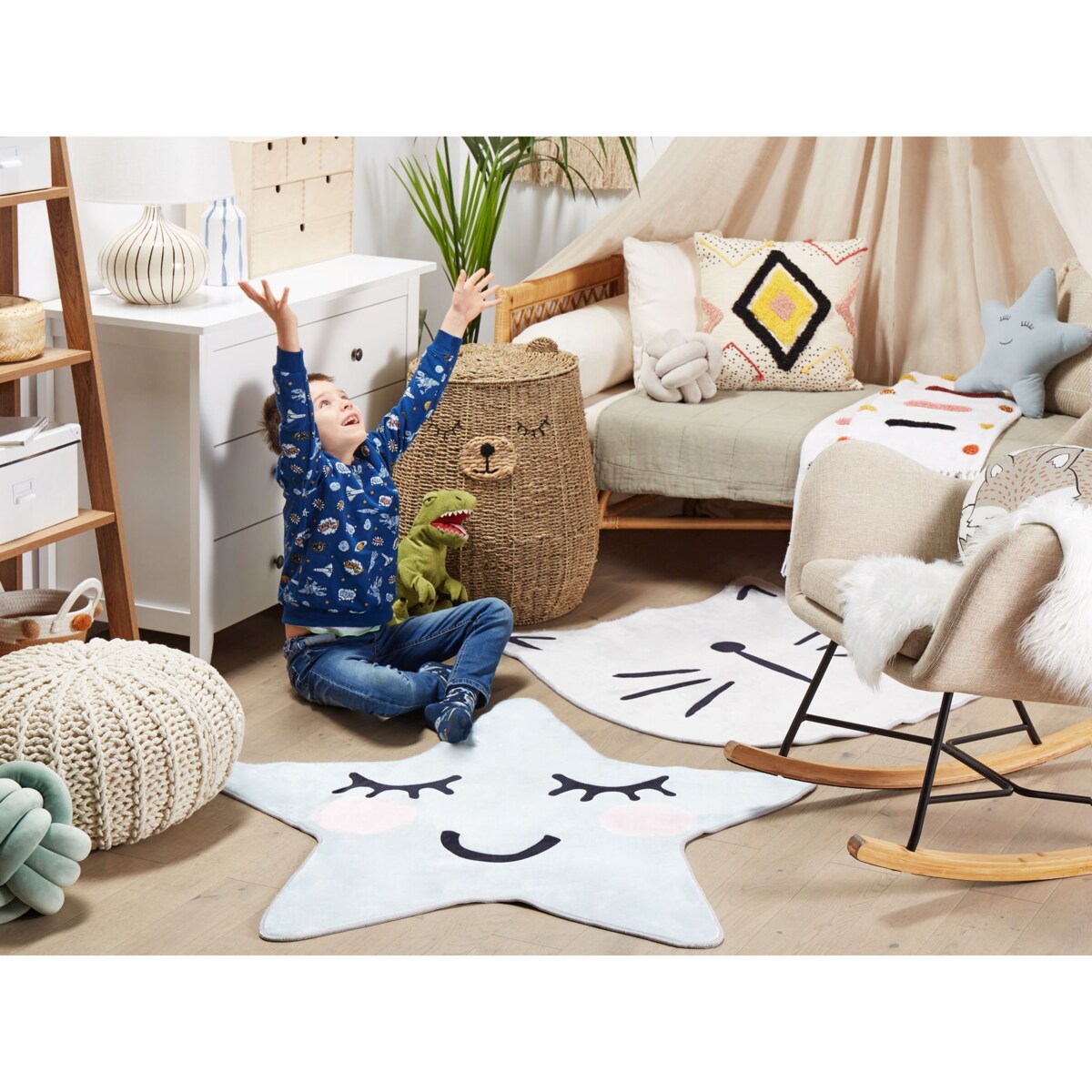 Dywan dziecięcy kształt gwiazdy 120 x 120 cm niebieski SIRIUS