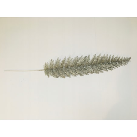 BROKATOWA GĘSTA Długa duża SREBRNA paprotka gałązka dodatek świąteczna pik