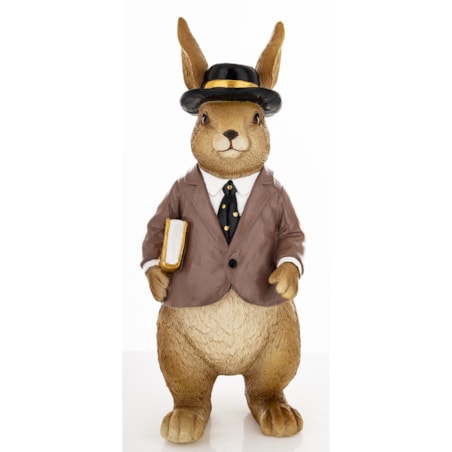 Dekoracja - królik z książką pod pachą 27x10,5x11 cm SONRA-2